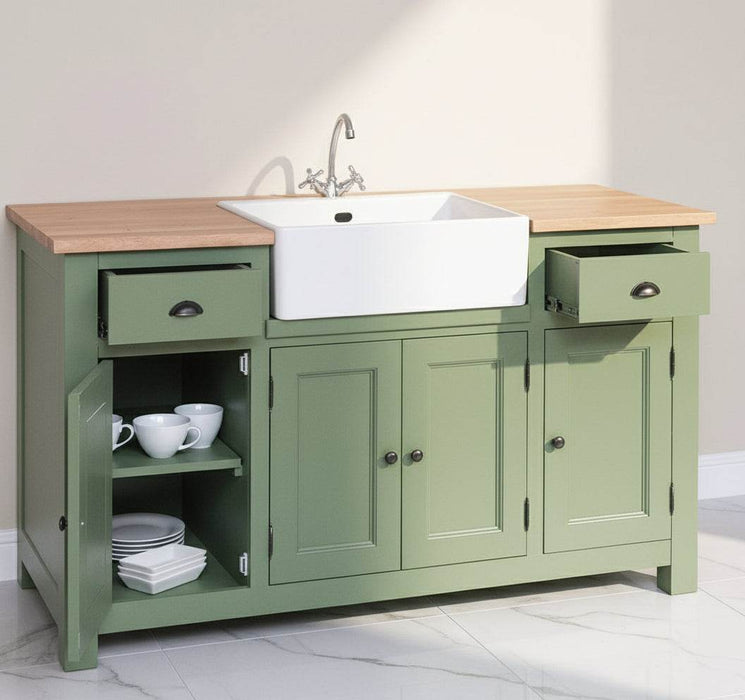 Spülbeckenschrank aus Massivholz | Waschtisch mit 4 Türen und 2 Schubladen -