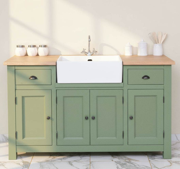 Spülbeckenschrank aus Massivholz | Waschtisch mit 4 Türen und 2 Schubladen -