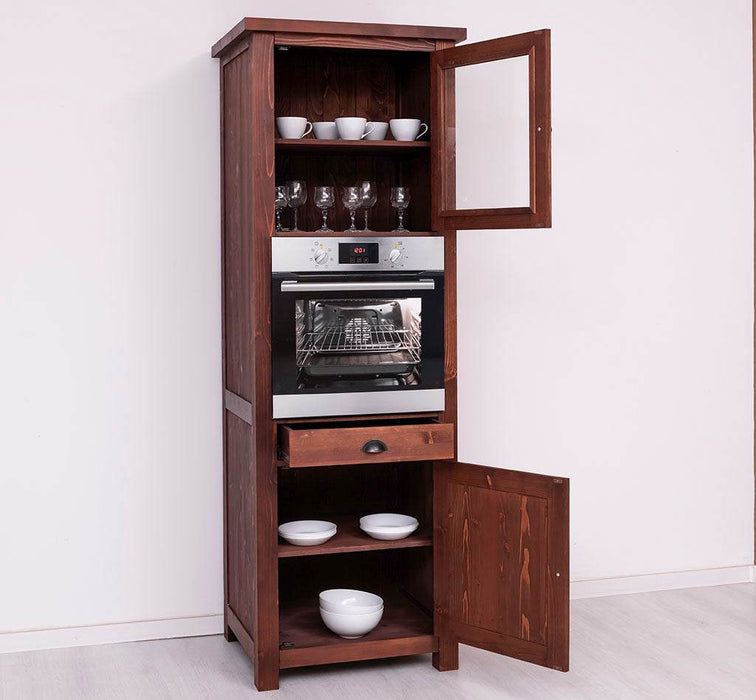 Stehender Einbauschrank für Backofen aus Massivholz | Herd- und Backofenschrank im Landhausstil -