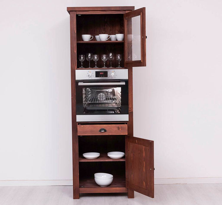 Stehender Einbauschrank für Backofen aus Massivholz | Herd- und Backofenschrank im Landhausstil -