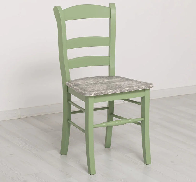 Stuhl aus Massivholz mit geschwungenem Bein