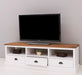 TV-Board aus Massivholz mit drei Schubladen | mit Eichenplatte
