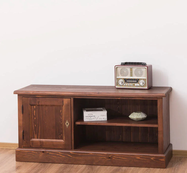 TV-Board aus Massivholz mit offener Ablage - Lowboard