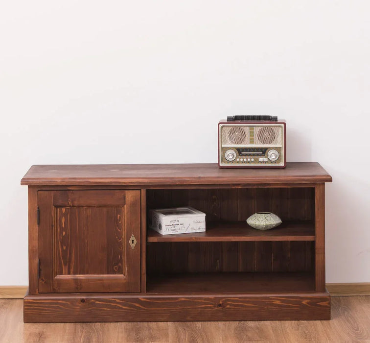 TV-Board aus Massivholz mit offener Ablage - Lowboard
