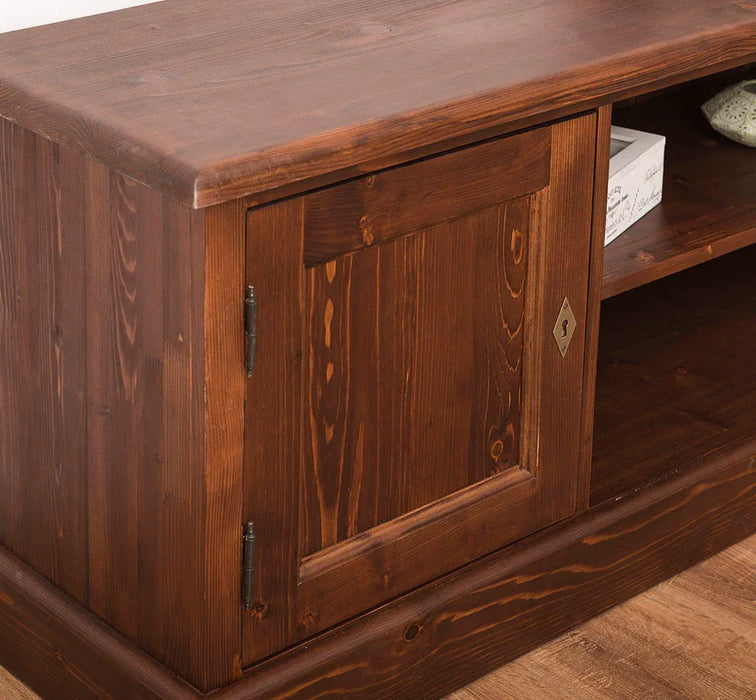 TV-Board aus Massivholz mit offener Ablage - Lowboard