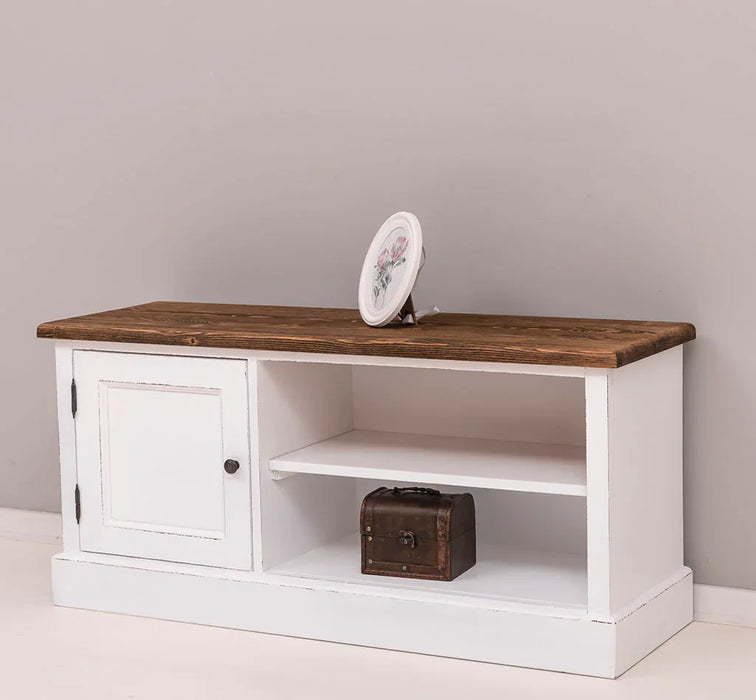 TV-Board aus Massivholz mit offener Ablage - Lowboard
