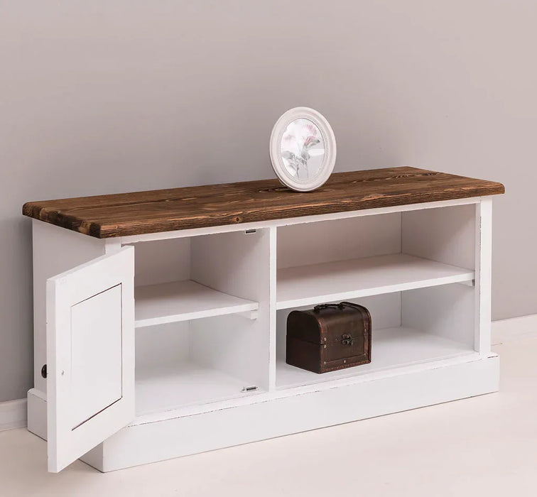 TV-Board aus Massivholz mit offener Ablage - Lowboard