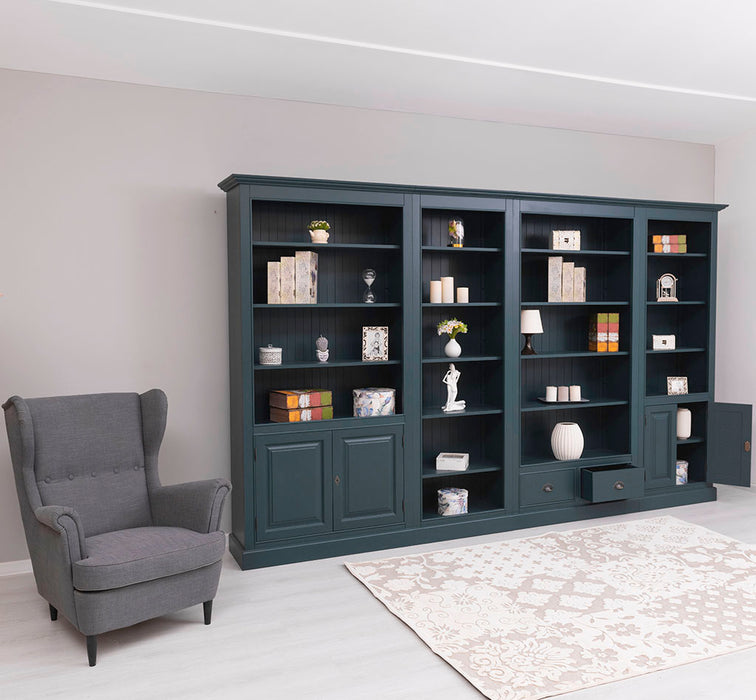 Vierteilige Regalwand aus Massivholz - Extra großes Bücherregal