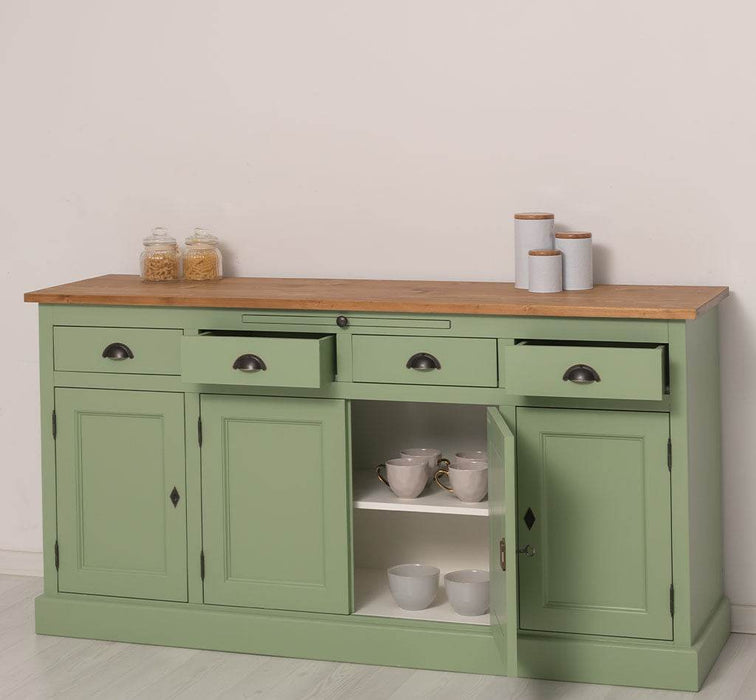 Viertüriges Sideboard aus Massivholz im Landhausstil -