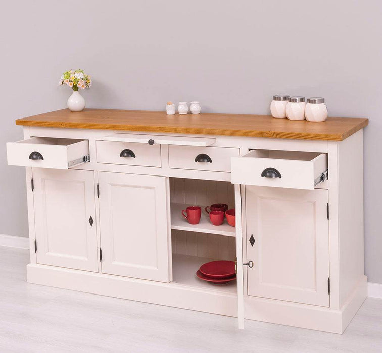 Viertüriges Sideboard aus Massivholz im Landhausstil -