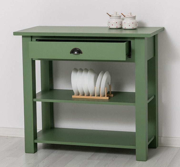 Beistelltisch aus Massivholz | Wandtisch mit Schublade -