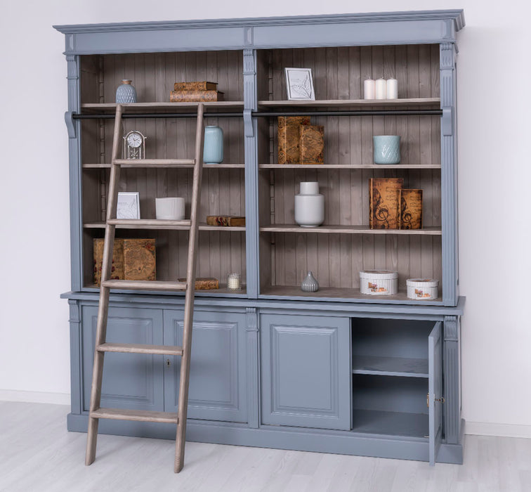 Vintage Bücherregal aus Massivholz | Bibliothek mit 4 Türen