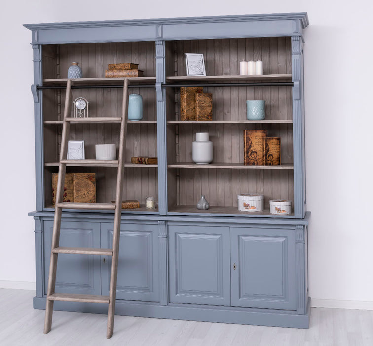 Vintage Bücherregal aus Massivholz | Bibliothek mit 4 Türen