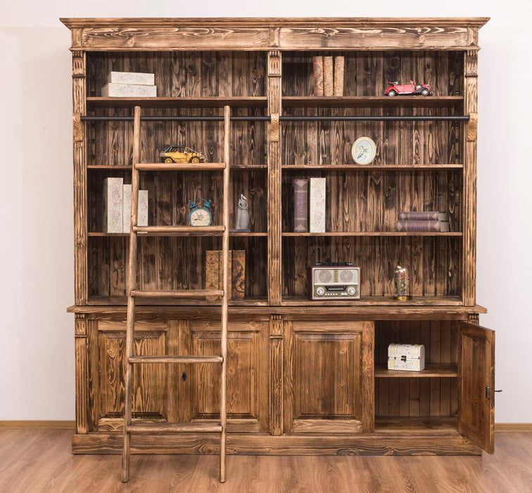 Vintage Bücherregal aus Massivholz | Bibliothek mit 4 Türen