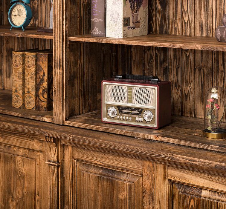 Vintage Bücherregal aus Massivholz | Bibliothek mit 4 Türen