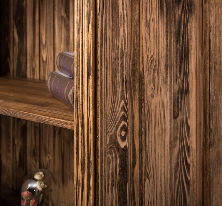 Vintage Bücherregal aus Massivholz | Bibliothek mit 4 Türen