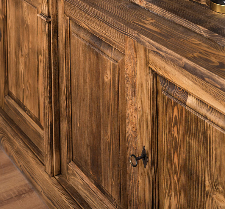 Vintage Bücherregal aus Massivholz | Bibliothek mit 4 Türen