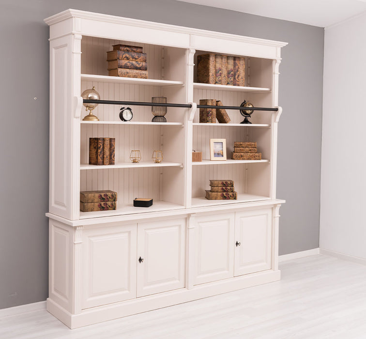 Vintage Bücherregal aus Massivholz | Bibliothek mit 4 Türen