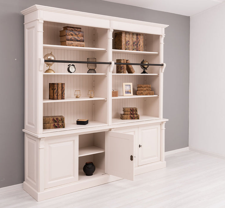 Vintage Bücherregal aus Massivholz | Bibliothek mit 4 Türen