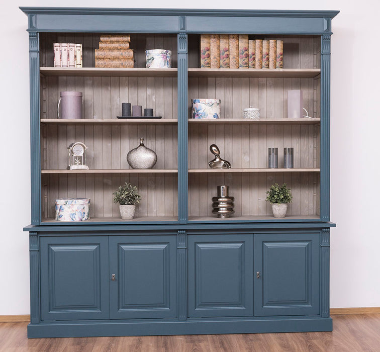 Vintage Bücherregal aus Massivholz | Bibliothek mit 4 Türen