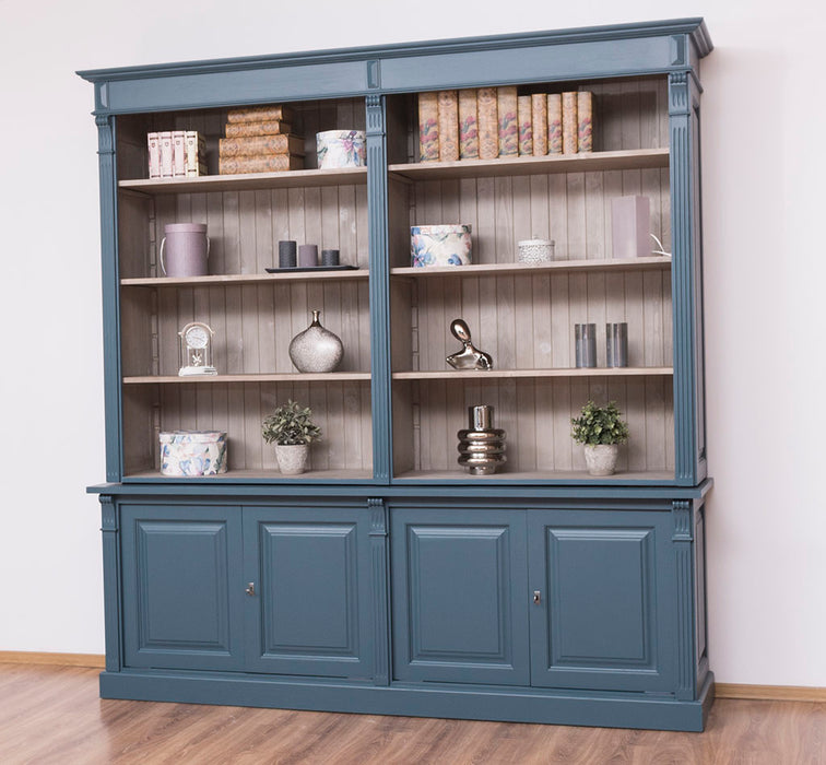 Vintage Bücherregal aus Massivholz | Bibliothek mit 4 Türen