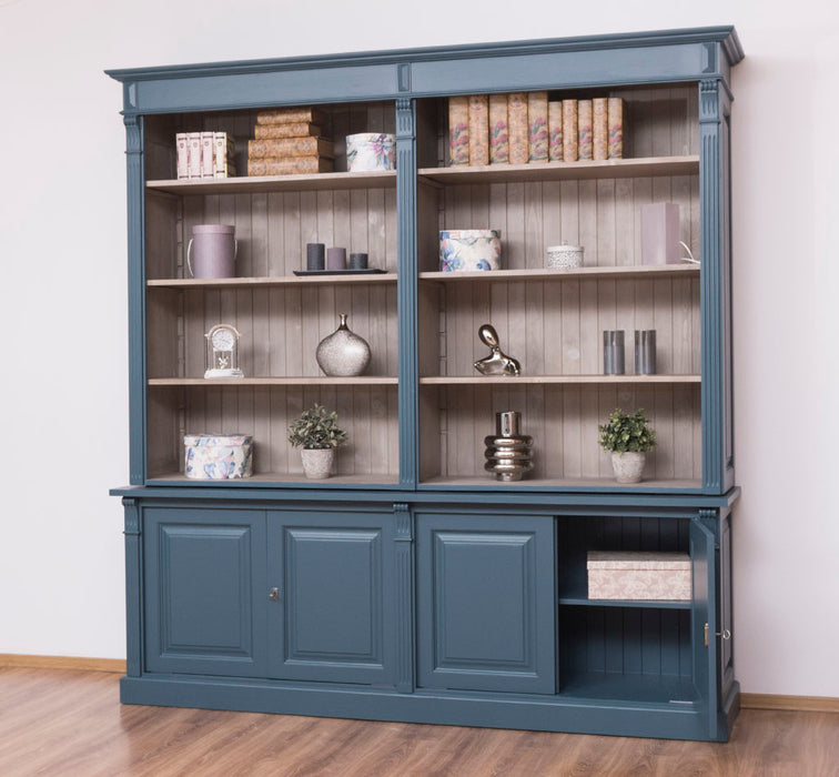 Vintage Bücherregal aus Massivholz | Bibliothek mit 4 Türen