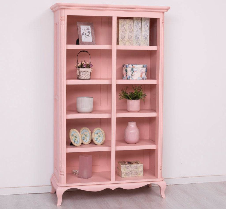 Vintage Bücherregal aus Massivholz mit geschwungener Linie - Vintage Rosa