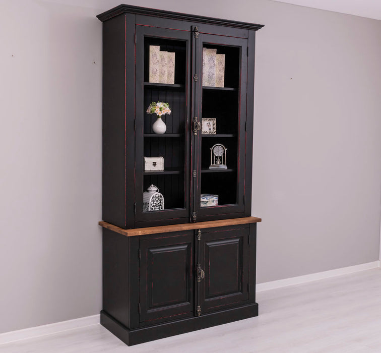 Vintage Bücherschrank aus Massivholz | Vitrine | 2-teilig