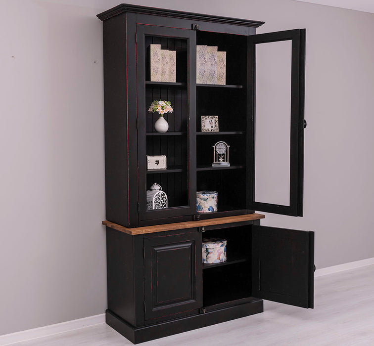 Vintage Bücherschrank aus Massivholz | Vitrine | 2-teilig