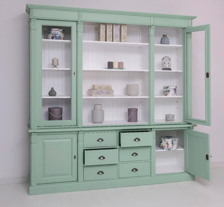 Vintage Bücherschrank aus Massivholz | 2-teiliger Aktenschrank | Bibliothek