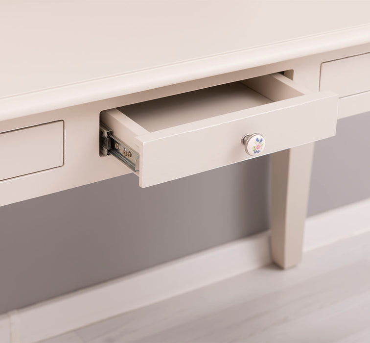 Vintage Schminktisch - Sekretär aus Massivholz mit 5 Schubladen und geschwungenen Beinen