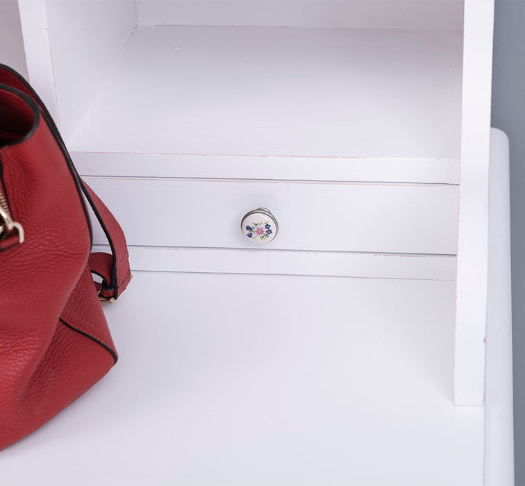 Vintage Schminktisch - Sekretär aus Massivholz mit 5 Schubladen und geschwungenen Beinen