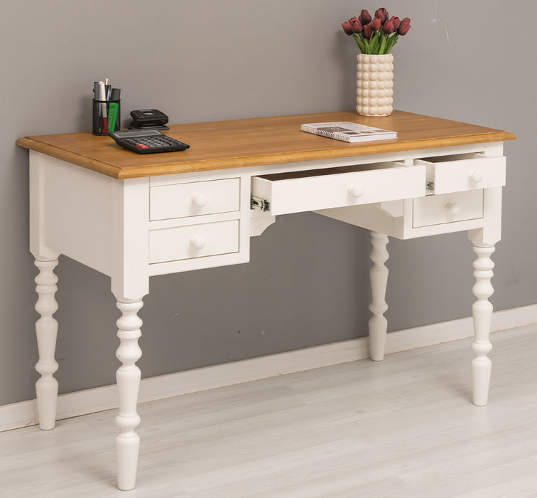 Vintage Schreibtisch aus Massivholz mit gedrehten Beinen