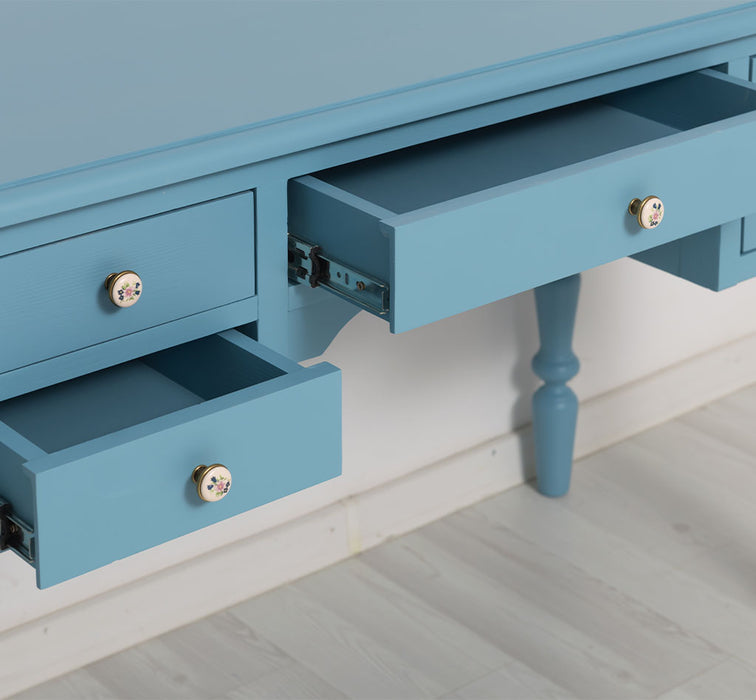 Vintage Schreibtisch aus Massivholz mit gedrehten Beinen