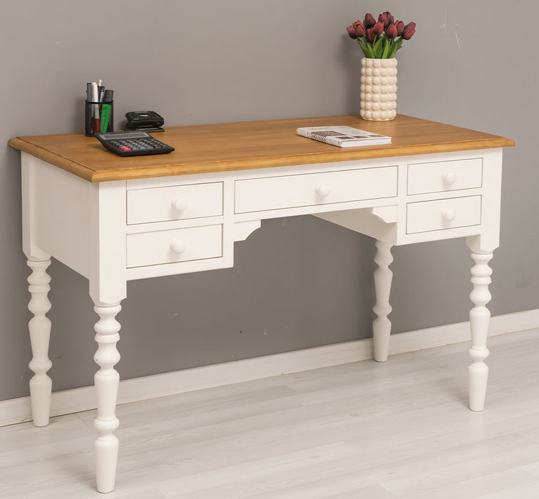 Vintage Schreibtisch aus Massivholz mit gedrehten Beinen