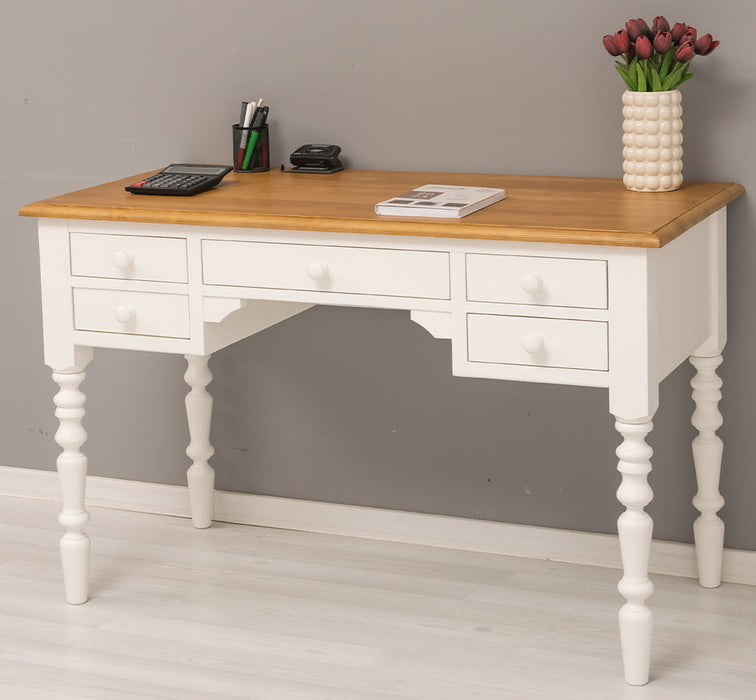 Vintage Schreibtisch aus Massivholz mit gedrehten Beinen