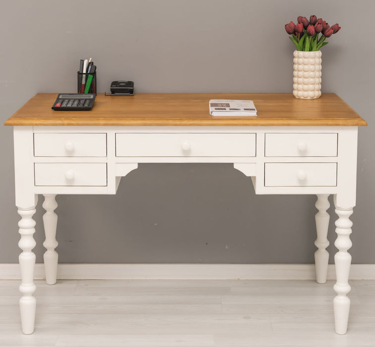 Vintage Schreibtisch aus Massivholz mit gedrehten Beinen