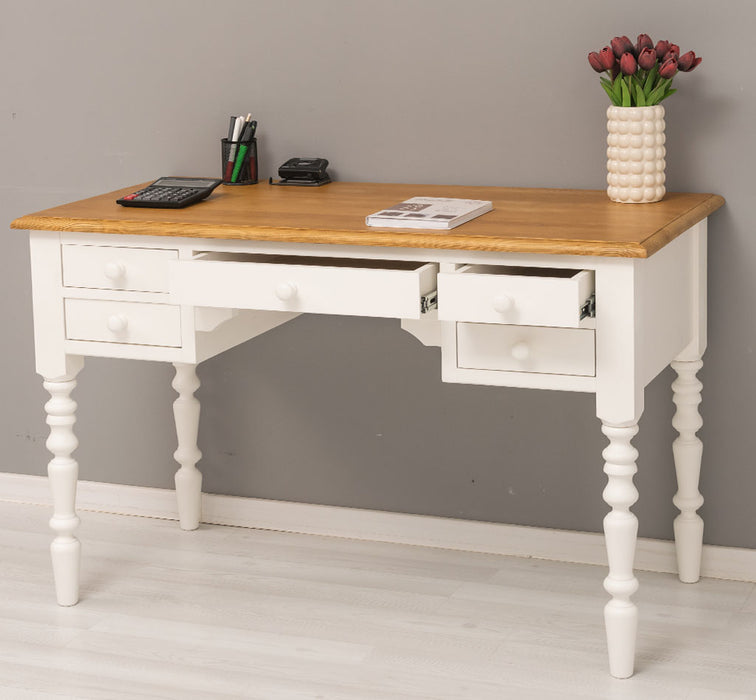 Vintage Schreibtisch aus Massivholz mit gedrehten Beinen