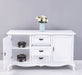Sideboard aus Massivholz mit 2 Türen und 3 Schubladen | Barock Kommode mit geschwungenen Beinen - Vintage Weiß