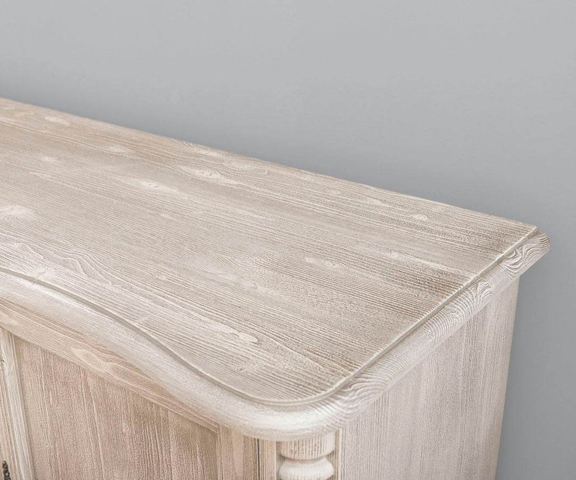 Sideboard aus Massivholz mit 2 Türen und 3 Schubladen | Barock Kommode mit geschwungenen Beinen - Vintage Weiß