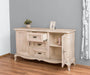 Sideboard aus Massivholz mit 2 Türen und 3 Schubladen | Barock Kommode mit geschwungenen Beinen - Vintage Weiß