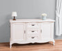 Sideboard aus Massivholz mit 2 Türen und 3 Schubladen | Barock Kommode mit geschwungenen Beinen - Vintage Weiß