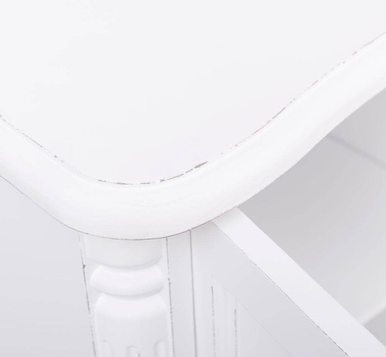 Sideboard aus Massivholz mit 2 Türen und 3 Schubladen | Barock Kommode mit geschwungenen Beinen - Vintage Weiß