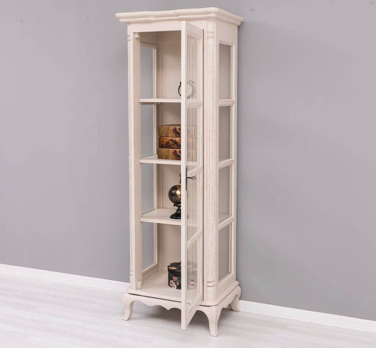 Vintage Vitrine aus Massivholz | Gläserschrank im Barockstil - Beige