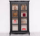 Vintage Vitrinenschrank aus Massivholz mit verglaster Doppeltür | Barock - Schwarz