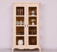 Vintage Vitrinenschrank aus Massivholz mit verglaster Doppeltür | Barock - Creme