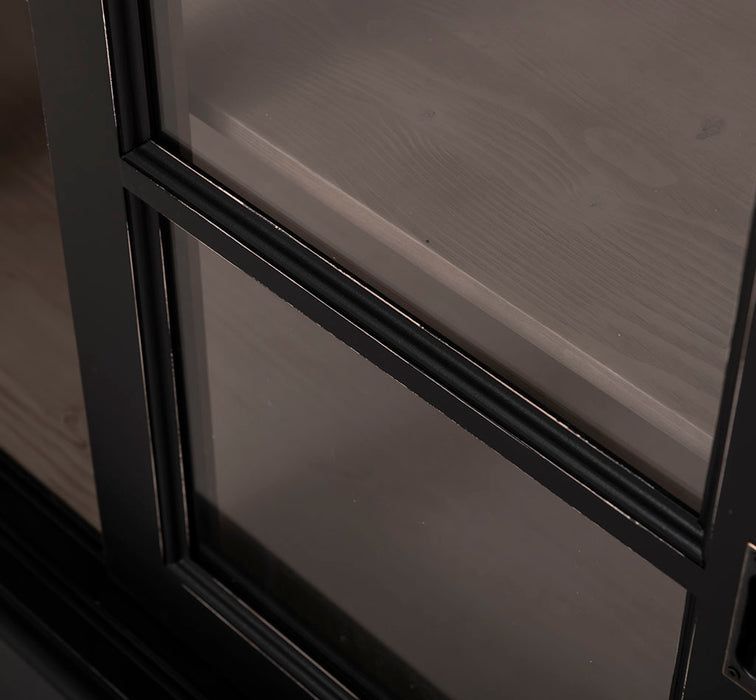 Vitrine | Kommode aus Massivholz mit Schiebetüren | Geschirrschrank