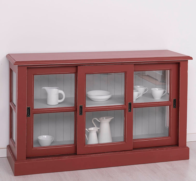 Vitrine | Kommode aus Massivholz mit Schiebetüren | Geschirrschrank