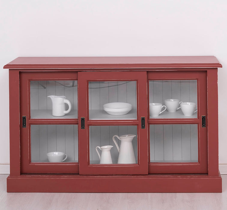 Vitrine | Kommode aus Massivholz mit Schiebetüren | Geschirrschrank