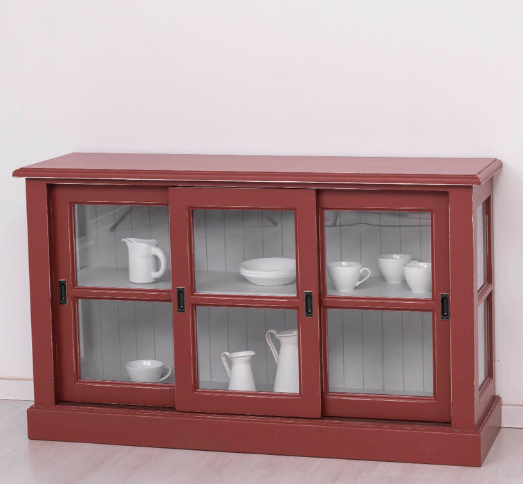 Vitrine | Kommode aus Massivholz mit Schiebetüren | Geschirrschrank